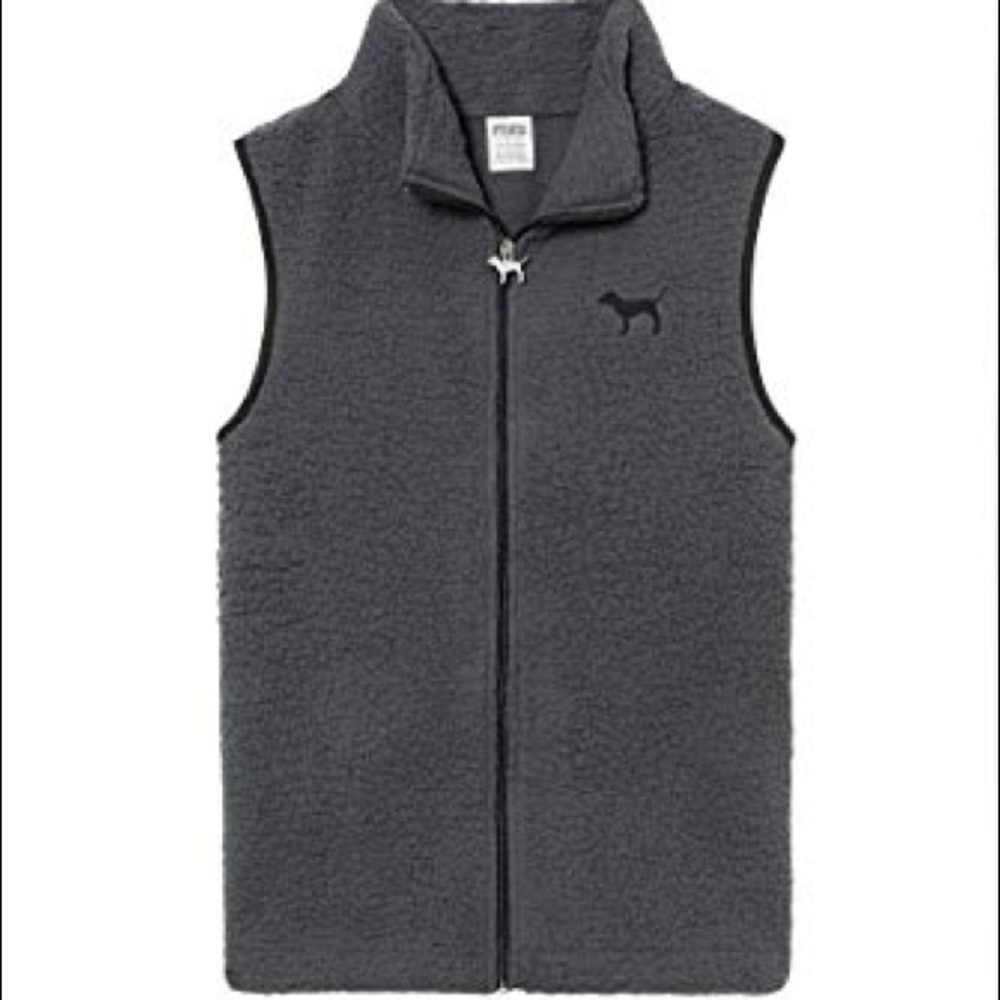 Charcoal Grey PINK Sherpa Vest Size S